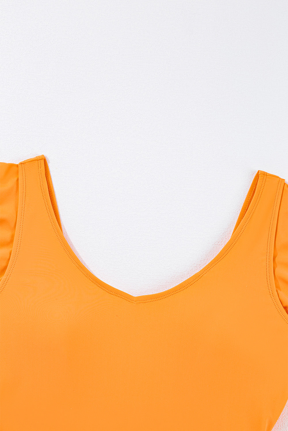 Vitality Orange Color Block Ruffled Knotted Backless One Piece Swimsuit.